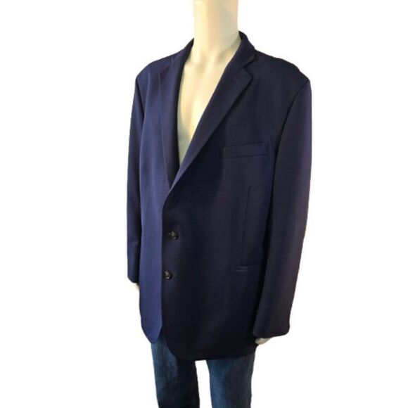 Stafford Suit Jacket Mens 52 Reg Classic Fit Navy Blue Smart Tech Poly Stretch - Picture 1 of 13